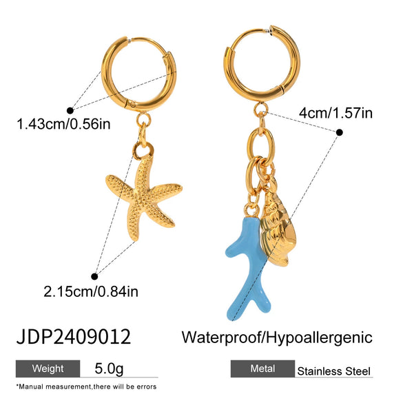 Stainless Steel Geometric Marine Ear Jewelry Electroplating For Women