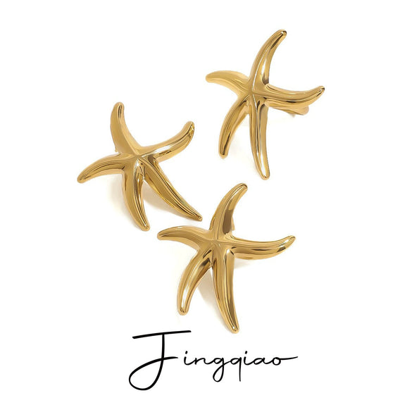 Stainless Steel Geometric Marine Scenery Starfish Animal Style Electroplated Women's Earrings