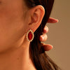 Stainless Steel Geometric Marquiseshaped Diamondencrusted Electroplated Women's Fashion Earrings