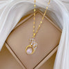 Stainless Steel Geometric Mermaid Peacock Micro Diamond Women's Necklace