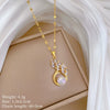 Stainless Steel Geometric Mermaid Peacock Micro Diamond Women's Necklace