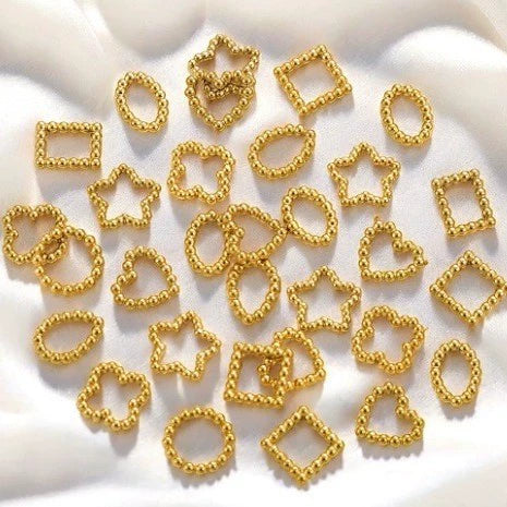 Stainless Steel Geometric Mini Spiral Twisted Ring With Polygon Pattern For Diy Jewelry Electroplated