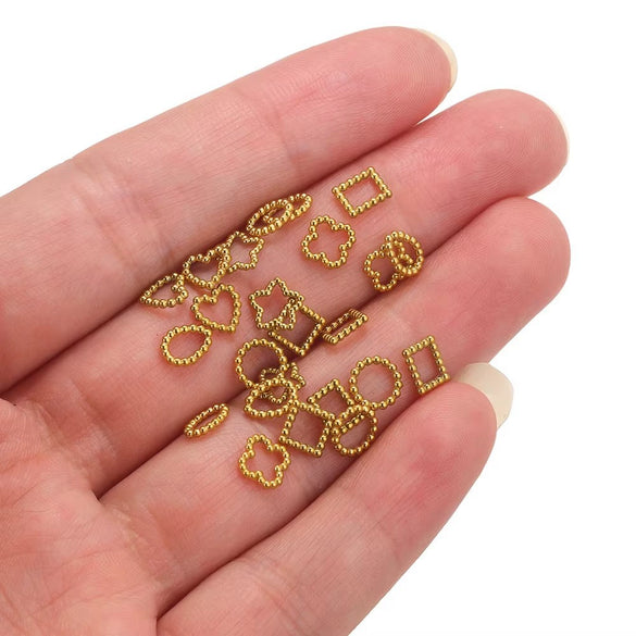 Stainless Steel Geometric Mini Spiral Twisted Ring With Polygon Pattern For Diy Jewelry Electroplated