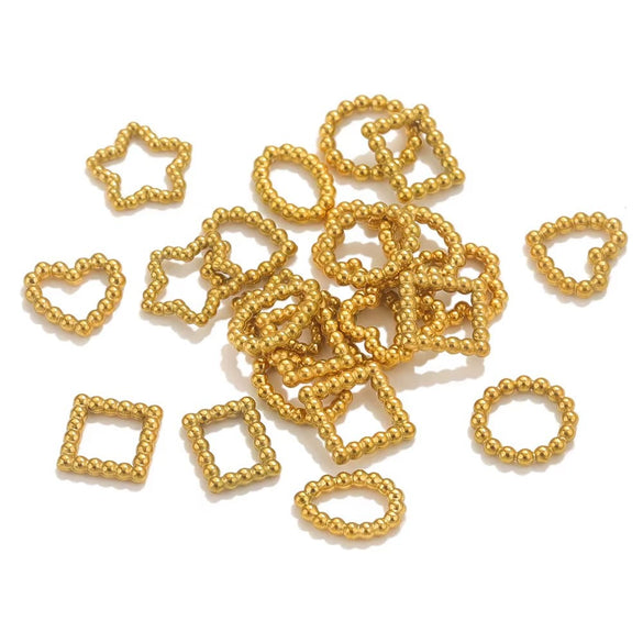 Stainless Steel Geometric Mini Spiral Twisted Ring With Polygon Pattern For Diy Jewelry Electroplated