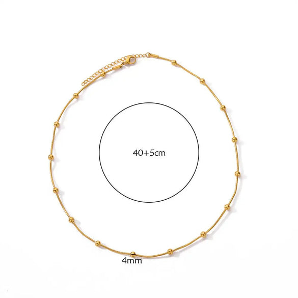 Stainless Steel Geometric Minimalist Ball Chain Women Necklace Electroplated