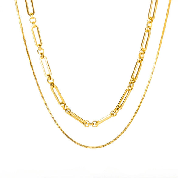 Stainless Steel Geometric Minimalist Ball Chain Women Necklace Electroplated