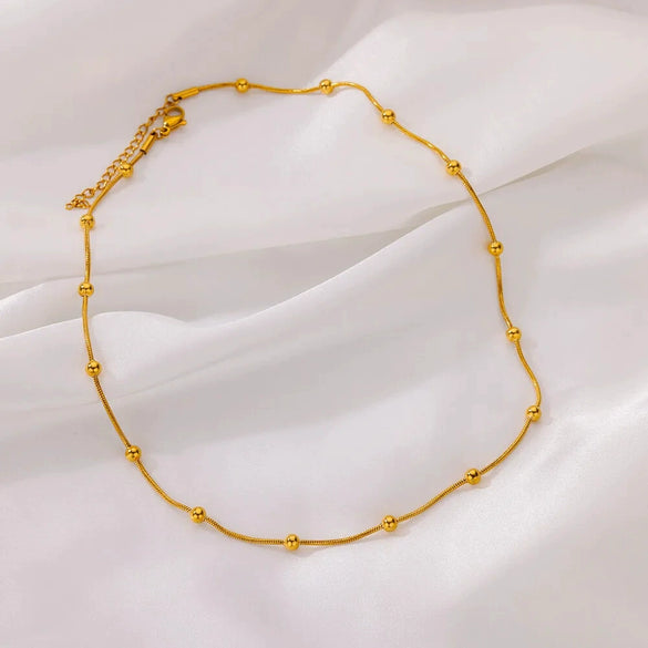 Stainless Steel Geometric Minimalist Ball Chain Women Necklace Electroplated