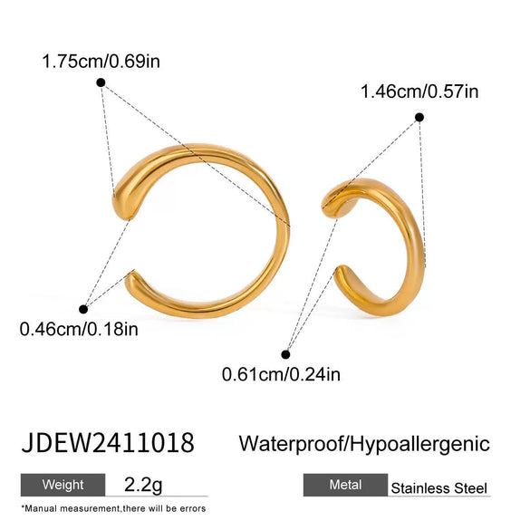 Stainless Steel Geometric Minimalist Ear Clip Earrings Electroplated For Women