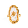 Stainless Steel Geometric Minimalist Sunflower Open Finger Ring For Women With Electroplating