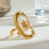 Stainless Steel Geometric Minimalist Sunflower Open Finger Ring For Women With Electroplating