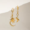 Stainless Steel Geometric Moon Earrings For Women Electroplated Jewelry