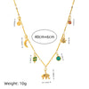 Stainless Steel Geometric Moon Four Leaf Clover Pendant Necklace Furnace Vacuum Electroplated 18K Gold Color