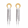 Stainless Steel Geometric Moon Tassel Earrings Electroplated For Women