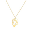 Stainless Steel Geometric Mother And Child Pendant Necklace With Snake Bone Chain Real Gold Electroplated