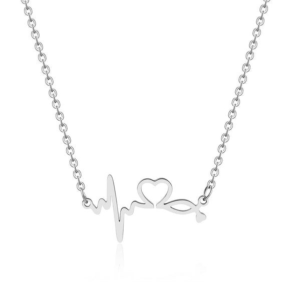 Stainless Steel Geometric Mother And Child Pendant Necklace With Snake Bone Chain Real Gold Electroplated