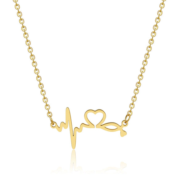 Stainless Steel Geometric Mother And Child Pendant Necklace With Snake Bone Chain Real Gold Electroplated