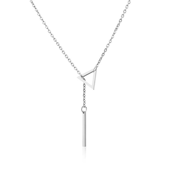 Stainless Steel Geometric Mother And Child Pendant Necklace With Snake Bone Chain Real Gold Electroplated