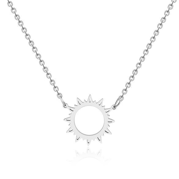 Stainless Steel Geometric Mother And Child Pendant Necklace With Snake Bone Chain Real Gold Electroplated