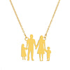 Stainless Steel Geometric Mother And Child Pendant Necklace With Snake Bone Chain Real Gold Electroplated