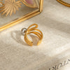 Stainless Steel Geometric Multi Layer Steel Ball Opening Ring With Gold And Silver Color Matching And Electroplating Treatment