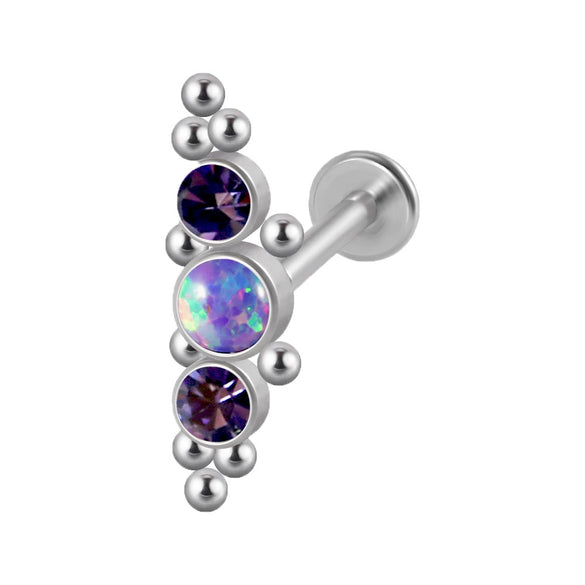 Stainless Steel Geometric Multidrill Welding Point Lip Ring And Ear Bone Ring With Diamond Design