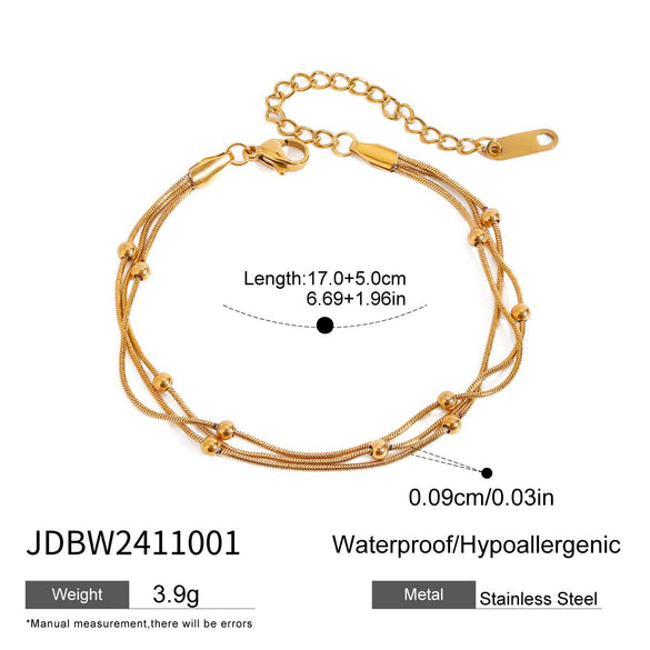 Stainless Steel Geometric Multilayer Bracelet And Stacked Chain Jewelry With Electroplating
