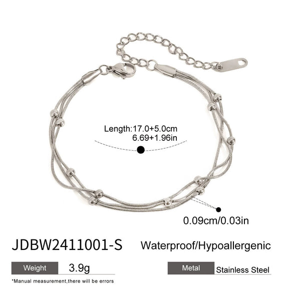Stainless Steel Geometric Multilayer Bracelet And Stacked Chain Jewelry With Electroplating