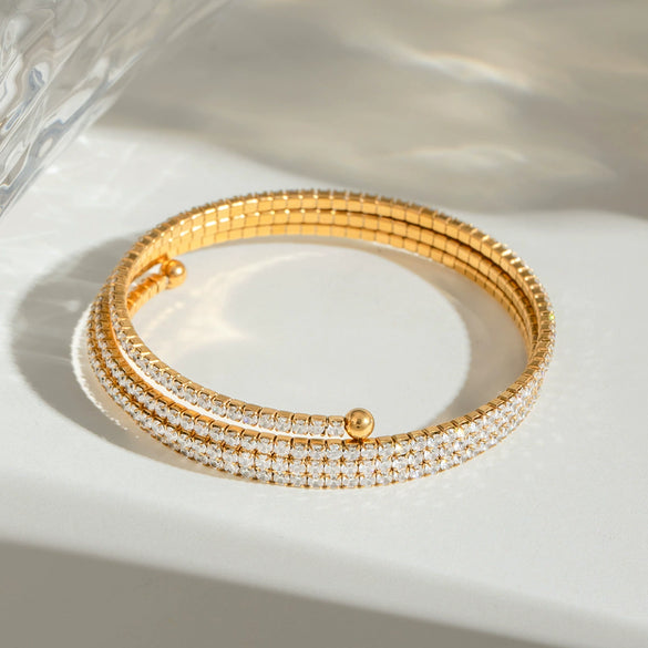 Stainless Steel Geometric Multilayer Full Zirconium Bracelet Electroplated Retro Light Luxury