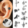 Stainless Steel Geometric Multiple Shapes Lip Ring And Tshaped Earrings Polish Process Unisex Fashion Style