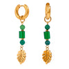 Stainless Steel Geometric Natural Stone Crystal Ear Buckle Earrings With Electroplating For Women