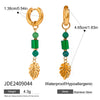 Stainless Steel Geometric Natural Stone Crystal Ear Buckle Earrings With Electroplating For Women