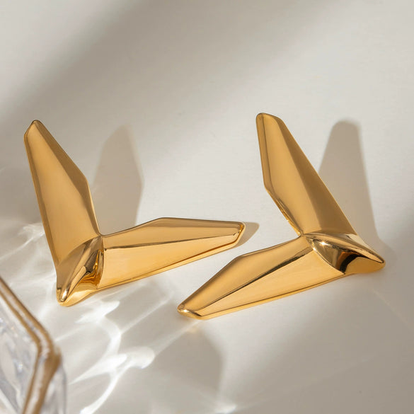 Stainless Steel Geometric Niche Earrings With Electroplating For Women