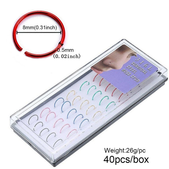 Stainless Steel Geometric Nose Nail Nose Ring Inlaid With Artificial And Semiprecious Stones For Women