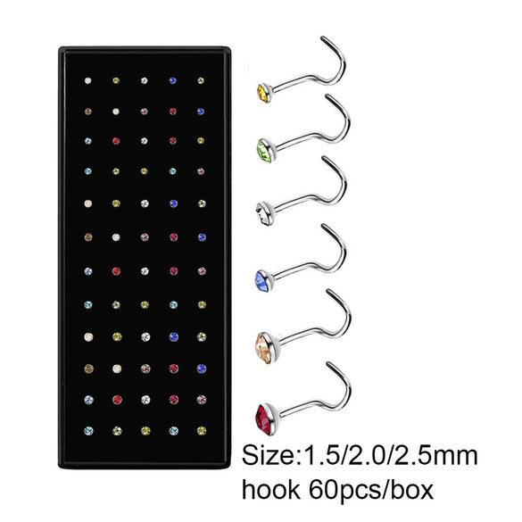 Stainless Steel Geometric Nose Nail Nose Ring Inlaid With Artificial And Semiprecious Stones For Women