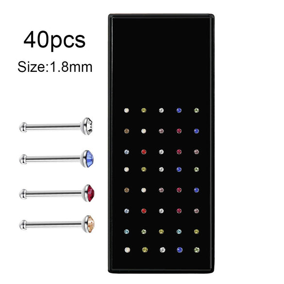 Stainless Steel Geometric Nose Nail Nose Ring Inlaid With Artificial And Semiprecious Stones For Women