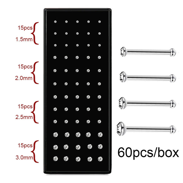 Stainless Steel Geometric Nose Nail Nose Ring Inlaid With Artificial And Semiprecious Stones For Women