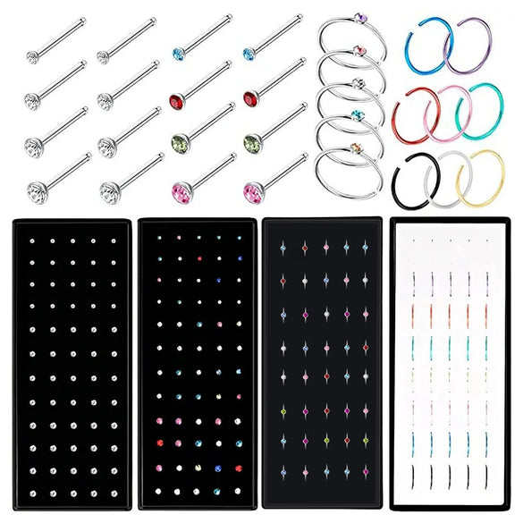 Stainless Steel Geometric Nose Nail Nose Ring Inlaid With Artificial And Semiprecious Stones For Women