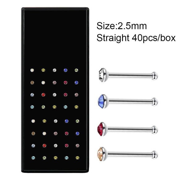 Stainless Steel Geometric Nose Nail Nose Ring Inlaid With Artificial And Semiprecious Stones For Women