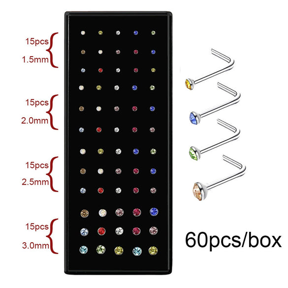 Stainless Steel Geometric Nose Nail Nose Ring Inlaid With Artificial And Semiprecious Stones For Women