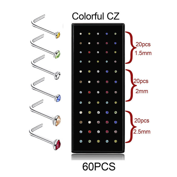 Stainless Steel Geometric Nose Nail Nose Ring Inlaid With Artificial And Semiprecious Stones For Women