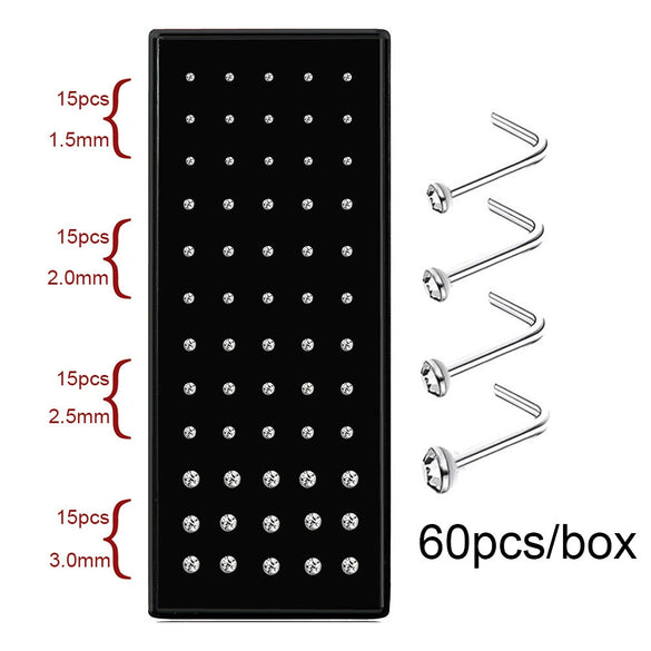 Stainless Steel Geometric Nose Nail Nose Ring Inlaid With Artificial And Semiprecious Stones For Women