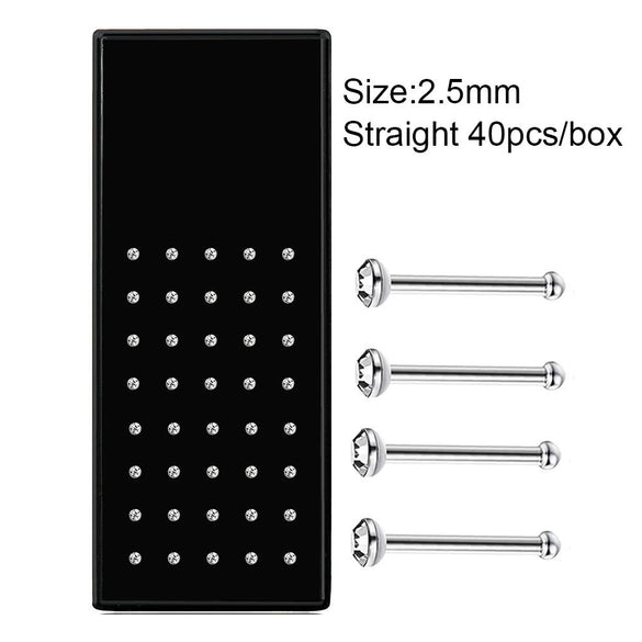 Stainless Steel Geometric Nose Nail Nose Ring Inlaid With Artificial And Semiprecious Stones For Women