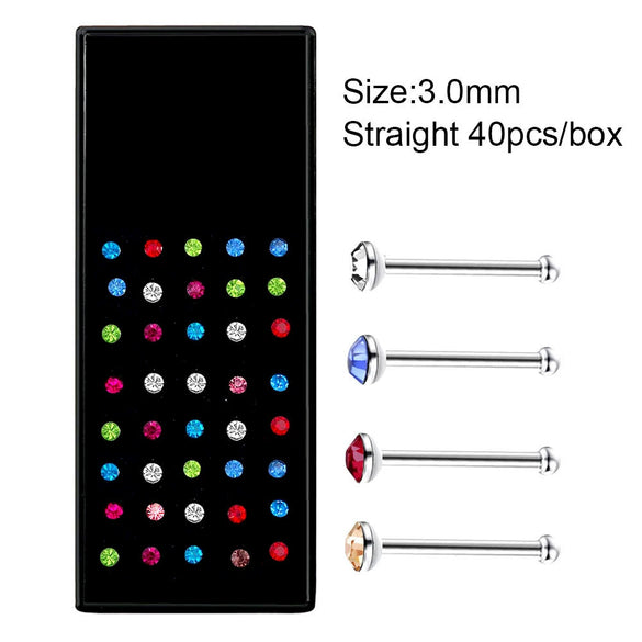 Stainless Steel Geometric Nose Nail Nose Ring Inlaid With Artificial And Semiprecious Stones For Women