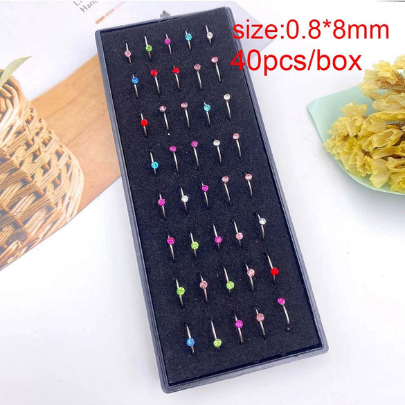 Stainless Steel Geometric Nose Nail Nose Ring Inlaid With Artificial And Semiprecious Stones For Women