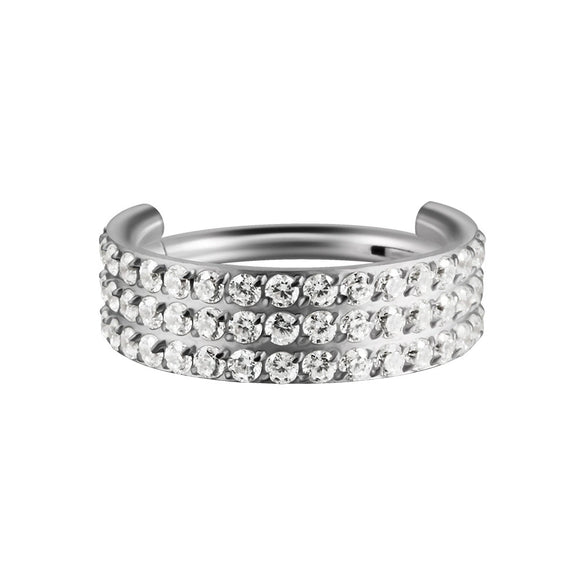 Stainless Steel Geometric Nose Ring And Ear Bone Ring With Electroplating And Three Layer Inlaid White Zircon