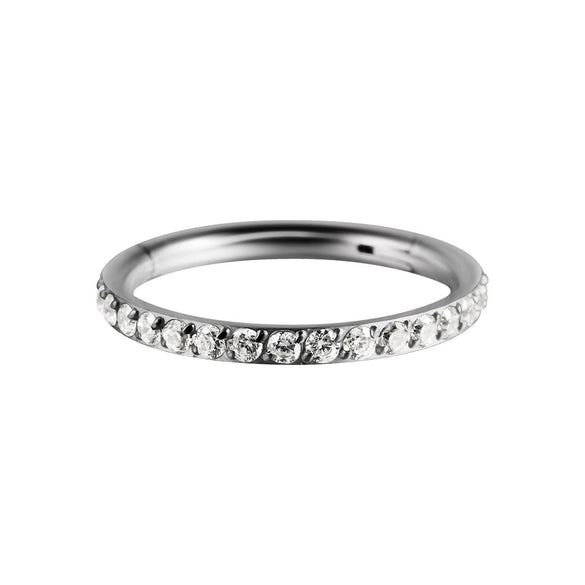Stainless Steel Geometric Nose Ring And Ear Bone Ring With Electroplating And Three Layer Inlaid White Zircon