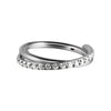 Stainless Steel Geometric Nose Ring And Ear Bone Ring With Electroplating And Three Layer Inlaid White Zircon