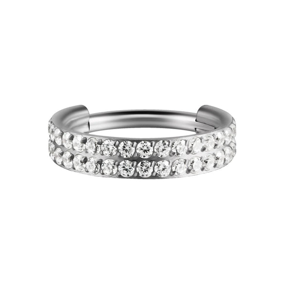 Stainless Steel Geometric Nose Ring And Ear Bone Ring With Electroplating And Three Layer Inlaid White Zircon