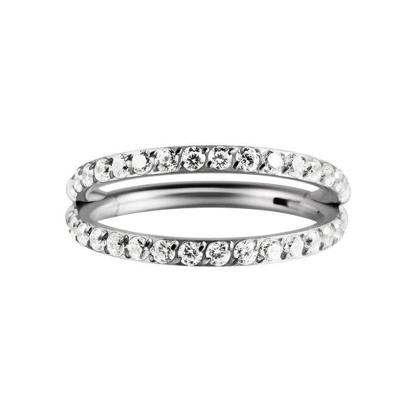Stainless Steel Geometric Nose Ring And Ear Bone Ring With Electroplating And Three Layer Inlaid White Zircon