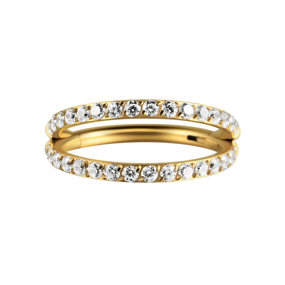 Stainless Steel Geometric Nose Ring And Ear Bone Ring With Electroplating And Three Layer Inlaid White Zircon